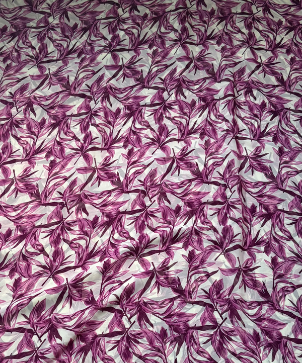 The Amethyst Thicket: Plum & Ivory Printed Chiffon Saree with Geometric Borders