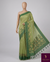 The Moss Garland: Sage & Forest Green Pure Linen Saree with Floral Sunflower Borders