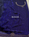 The Midnight Constellation: Royal Navy Blue Georgette Saree with Circular Medallion Borders