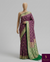 The Kashi Confluence: Royal Purple Banarasi Saree with Sea Green Contrast & Geometric Shikargah Jaal