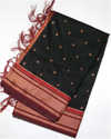The Midnight Paithani: Jet Black Saree with Crimson Red Zari Border & Asavali Pallu