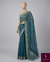 The Caspian Glade: Deep Teal Organza Saree with Detailed Floral Scallop Cutwork