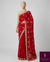 The Ruby Crown: Crimson Red Festive Saree with Scalloped Zardosi-Embroidered Border
