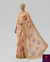 The Apricot Bloom: Pastel Peach Floral Saree with Shimmering Mirror-Work Border
