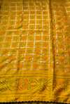 The Marigold Loom: Mustard Yellow Italian Crepe Bandhani Saree