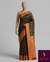 The Empress Registry: Coal Black Raw Silk Saree with Ornate Crimson and Gold Banarasi Border