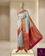 The Silver Frost: Pastel Silver-Blue Kanchipuram Silk Saree with Vermilion Red Zari Border