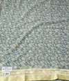 The Slate Orchard: Steel Grey Printed Saree with Cream Floral Vine Lattice & Lemon Trim