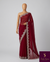 The Maroon Midnight: Deep Wine Maroon Saree With Silver Cutwork Lace Border