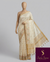 The Ivory Mayura: Ivory Tussar Cotton Silk Saree With Multi-Color Pastel Embroidery