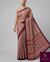 The Crimson Thicket: Ivory & Maroon Kalamkari Inspired Printed Saree