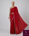 The Crimson Ira: Deep Red & Silver Georgette Saree