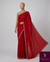 The Crimson Ira: Deep Red & Silver Georgette Saree