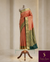 The Kalyani Mayura: Coral Peach & Bottle Green Kanchipuram Silk Saree