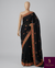 The Yamini Vilasa: Jet Black Multicolor Embroidered Saree