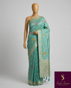The Samaira Vilasa: Sea Green & Gold Woven Silk Saree
