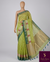 The Shambhavi Vilasa: Lime Green Floral Embroidered Tissue Organza Saree