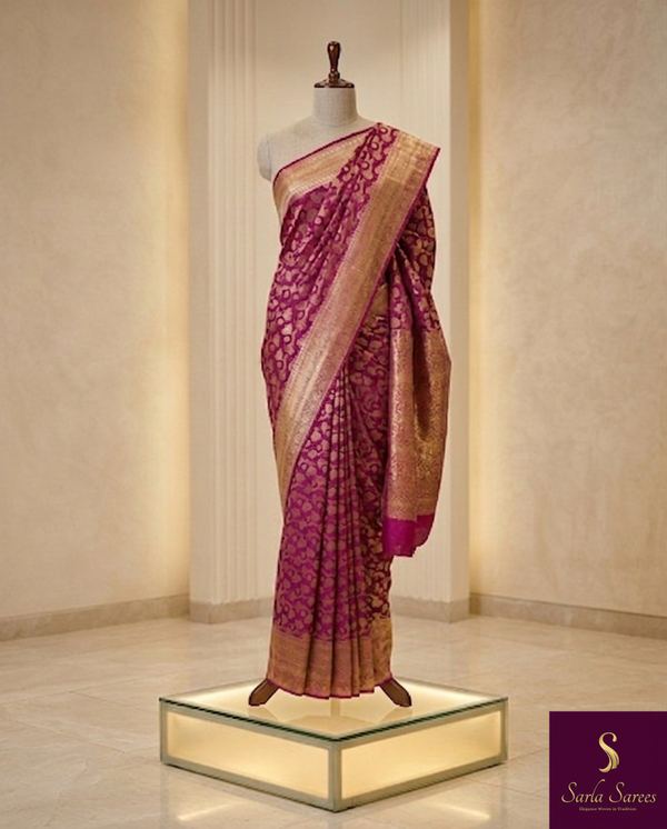 The Manorama Mayura: Magenta-Purple Kanchipuram Silk Saree