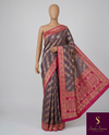 The Meenakshi Vilasa: Muted Purple & Rani Pink Woven Saree