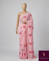 The Naina Riva: Baby Pink Floral Printed Saree