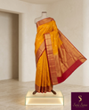 The Mangala Vilasa: Golden Yellow & Crimson Red Kanchipuram Silk Saree
