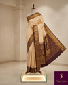 The Kalyani Vilasa: Cream & Coffee Brown Kanchipuram Silk Saree