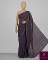 The Indrani Riva: Deep Navy & Aubergine Bandhani Printed Saree