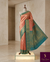 The Revati Vilasa: Coral Peach & Peacock Teal Kanchipuram Tissue Silk Saree