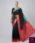 The Chandrika Vilasa: Jet Black & Rani Pink Handloom Silk Saree