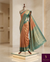 The Mridula Vilasa: Peach-Coral & Sea Green Kanchipuram Tissue Silk Saree