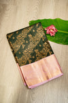 Midnight & Blossom: The Black Kanchipuram with Light Pink