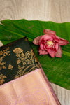 Midnight & Blossom: The Black Kanchipuram with Light Pink