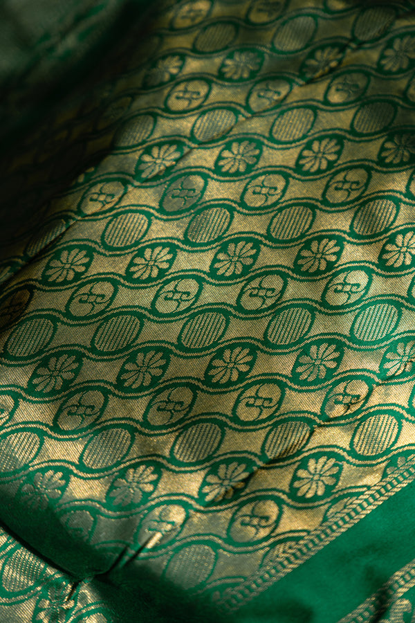 The Royal Garnet: Maroon Silk Saree with Emerald Green Korvai Border