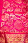 The Radiant Sunbeam: Canary Yellow Silk Saree with Magenta Contrast