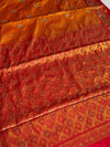 The Amber Grid: Mustard Yellow Patola-Style Silk Saree with Vermilion Red Border