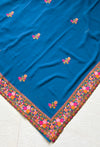 The Charvi Vilasa: Peacock Teal Embroidered Saree