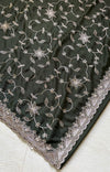 The Mandira Vilasa: Bottle Green Embroidered Saree