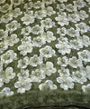 The Sage Blossom: Olive-Sage Chiffon Saree with Delicate Sequin Border