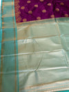 The Yamini Vilasa: Deep Plum & Turquoise Cyan Kanchipuram Silk Saree