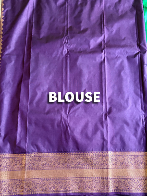 The Kadambari Vilasa: Sage Olive & Royal Purple Kanchipuram Silk Saree