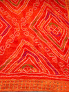 The Pavithra Riva: Marigold Orange Bandhani Printed Saree with Mirror Work Lace
