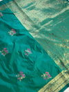 The Emerald Yamuna: Sea Green & Gold Banarasi Silk Saree