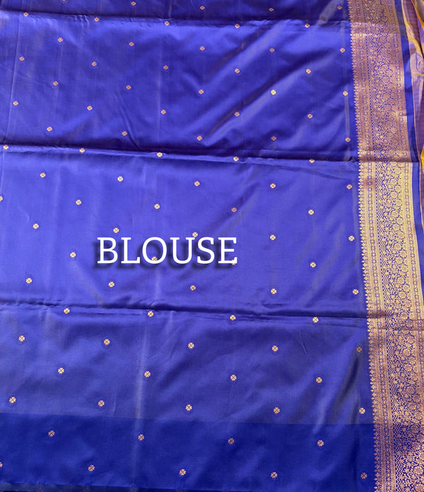 The Royal Nilambari: Imperial Violet & Gold Soft Silk Saree