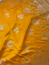 The Hemakshi Vilasa: Haldi Mustard & Antique Zari Woven Saree