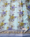 The Powder Aahana: Ice Blue Floral Brasso Saree