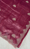 The Royal Amethyst: Mauve-Plum Tissue Silk Saree with Scalloped Zardosi Border