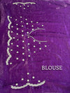 The Imperial Plum: Deep Violet Georgette Saree with Ornate Scalloped Thread Border
