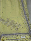 The Primrose Glint: Pastel Yellow Chiffon Saree with Moti & Sequin Border