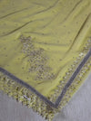 The Primrose Glint: Pastel Yellow Chiffon Saree with Moti & Sequin Border