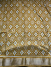 The Malvika Riva: Ochre Mustard & Ivory Geometric Printed Saree